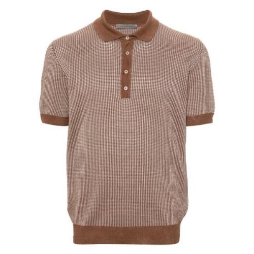 Casual Polo Shirt in Bruin Vlas Zijde Corneliani , Brown , Heren