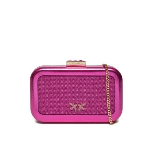 Metallic Clutch met Zirkonia Details Pinko , Pink , Dames