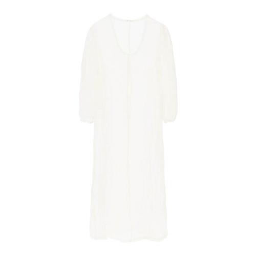 Linnen Maxi Jurk met Wijde Halslijn By Herenne Birger , White , Dames