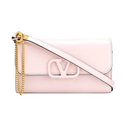 Stijlvolle Leren Tas Valentino , Pink , Dames