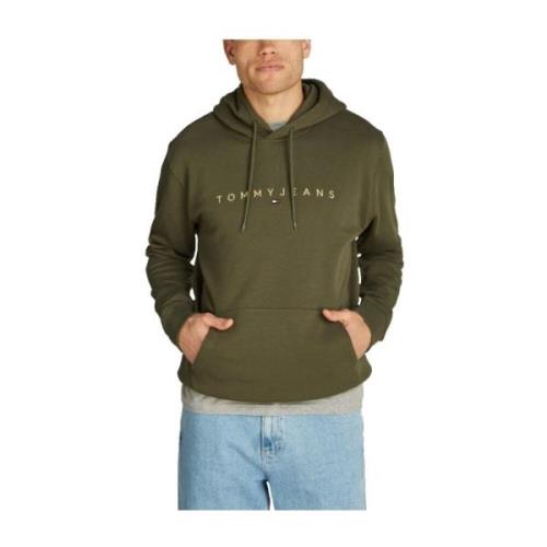 Gouden Linear Sweatshirt met Iconisch Logo Tommy Hilfiger , Green , He...