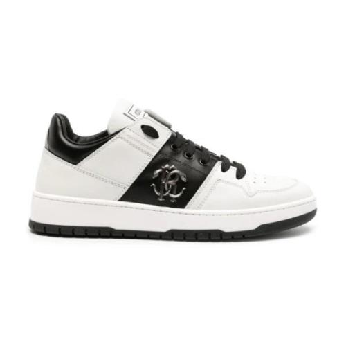 Witte Leren Casual Sneakers Roberto Cavalli , White , Heren