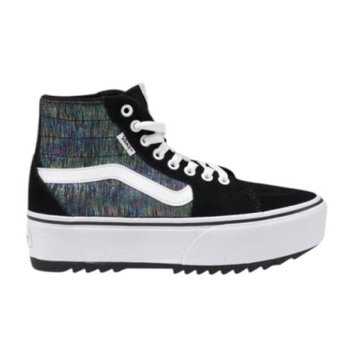 Tapered Hi-Top Leren Schoenen Vans , Black , Dames