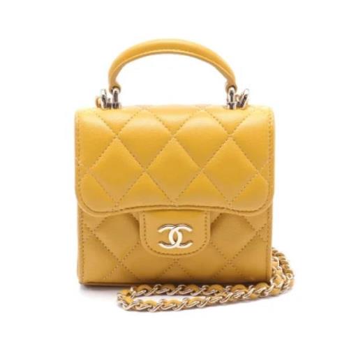 Pre-owned Leather chanel-bags Chanel Vintage , Yellow , Dames