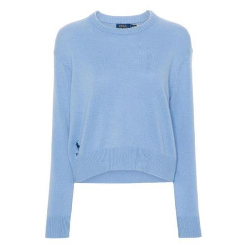 Blauwe Wol Trui Lange Mouwen Polo Ralph Lauren , Blue , Dames