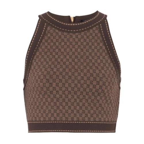 Gebreide Bruine Crop Top Balmain , Brown , Dames