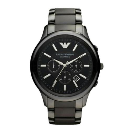 Zwarte Keramische Quartz Herenhorloge Emporio Armani , Black , Heren