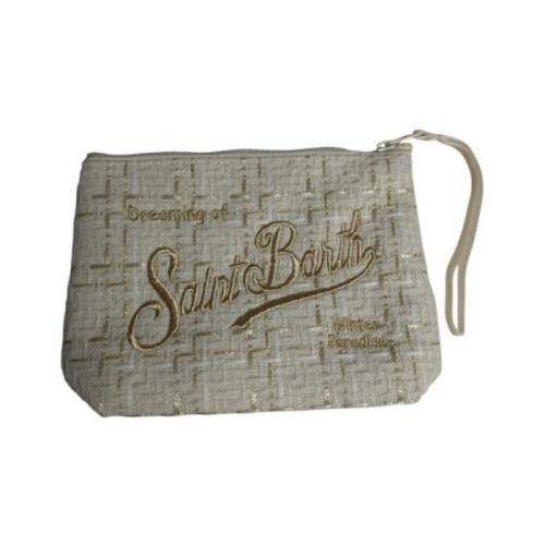 Tweed Trousse met Logo Borduurwerk MC2 Saint Barth , Beige , Dames