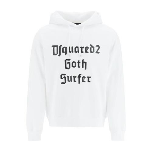 Gedrukte Slogan Hoodie Dsquared2 , White , Heren