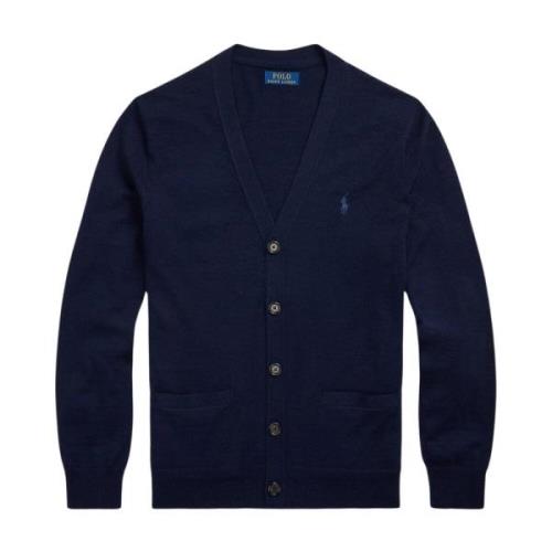 Slim-Fit Wasbare Wol Cardigan Polo Ralph Lauren , Blue , Heren