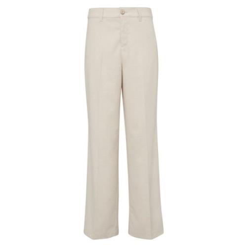 Wijde broek met plooien s.Oliver , Beige , Dames