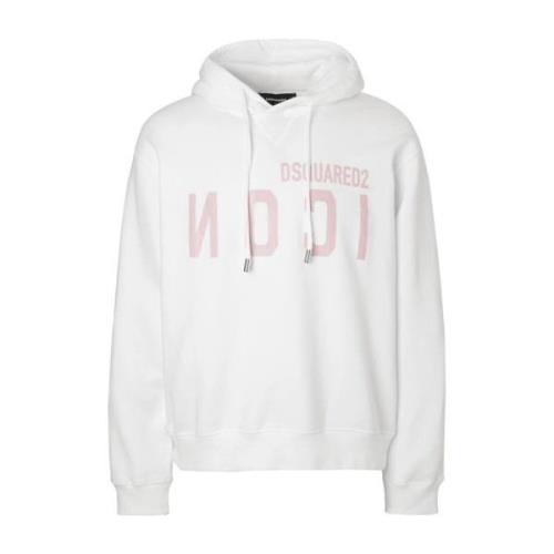 Gedrukte Logo Hoodie Dsquared2 , White , Heren