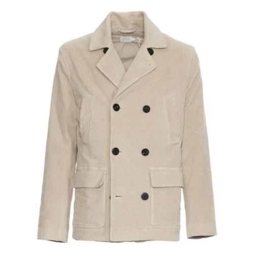 Beige Corduroy Caban Jacket 04651/ A trip in a bag , Beige , Heren