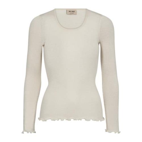 Naadloze Tee Top met Geribbeld Ontwerp MOS Mosh , Beige , Dames