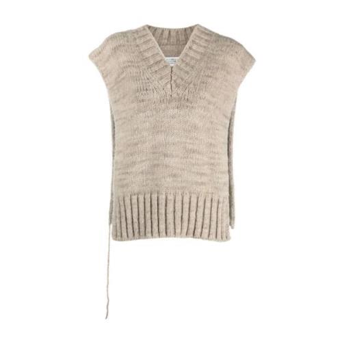 Bruine Gebreide Alpaca Wol Vest Maison Margiela , Brown , Dames