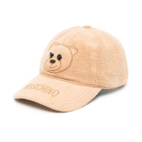 Geborduurde-logo fleece baseballpet Moschino , Beige , Dames