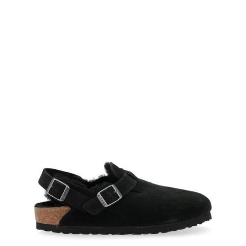 Zwarte Shearling Suède Laarzen Birkenstock , Black , Dames