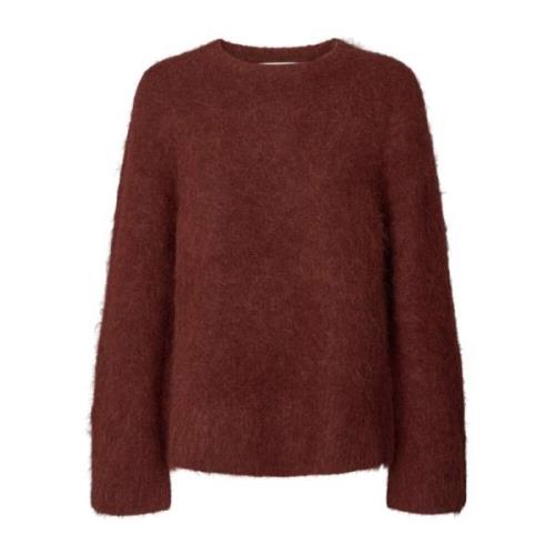 Burgundy Alpaca Blend Gebreide Trui Rabens Saloner , Red , Dames