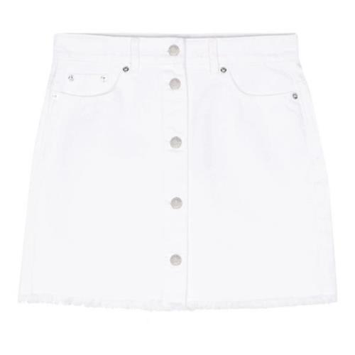 Witte Denim Mini Rok Michael Kors , White , Dames