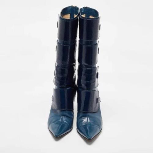 Pre-owned Leather boots Jimmy Choo Pre-owned , Blue , Dames