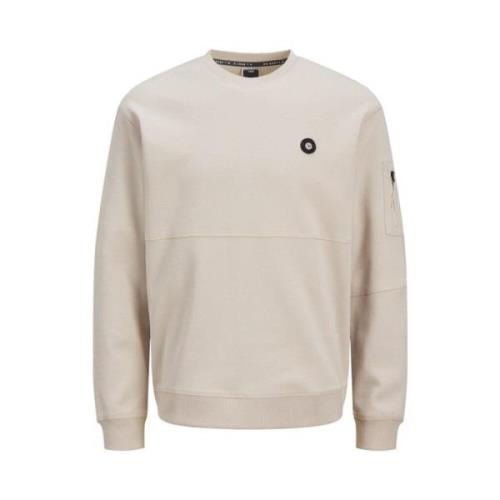 Moonbeam Beige Sweatshirt Crew Neck Jack & Jones , Beige , Heren