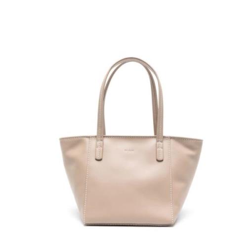 Casual Taupe Leren Tote Tas By FAR , Beige , Dames