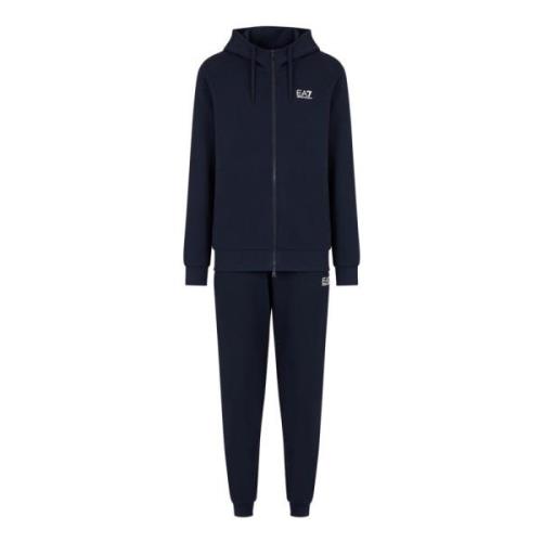 Blauwe Sportieve Trainingspak met Hoodie en Joggers Emporio Armani EA7...