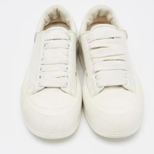 Pre-owned Leather sneakers Alexander McQueen Pre-owned , White , Dames