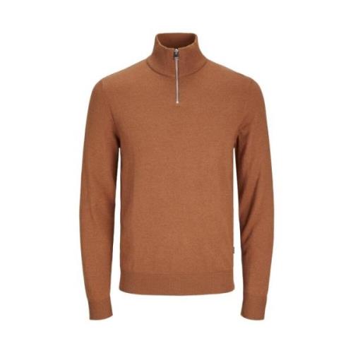 Essentials Jjeemil Gebreide Half-Zip Trui Jack & Jones , Brown , Heren