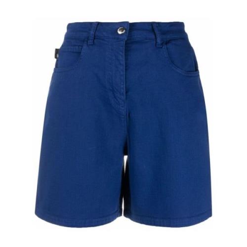 Casual Blauw Katoen Elastaan Shorts Love Moschino , Blue , Dames