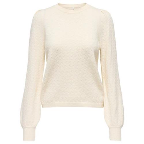 Puff Structuur Trui Whitecap Gray Only , White , Dames