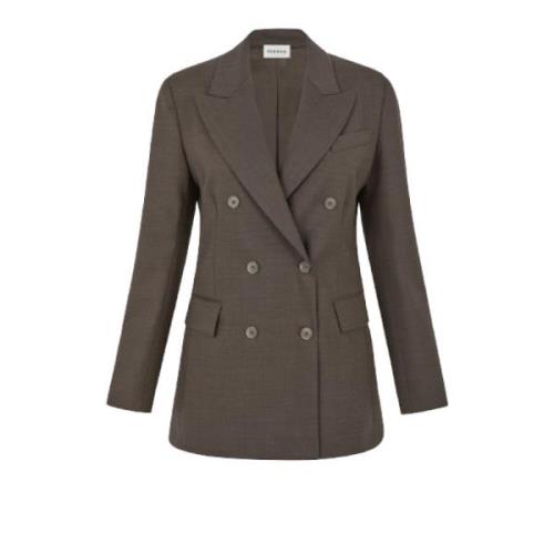 Bruine Wollen Blend Double-Breasted Blazer P.a.r.o.s.h. , Brown , Dame...