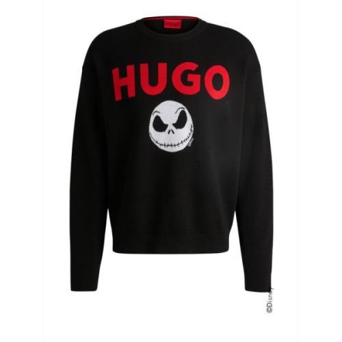 Jack Skellington Oversized Sweater Zwart Hugo Boss , Black , Heren