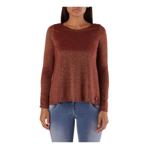 Glitter Gebreide Trui Burgundy MET , Red , Dames