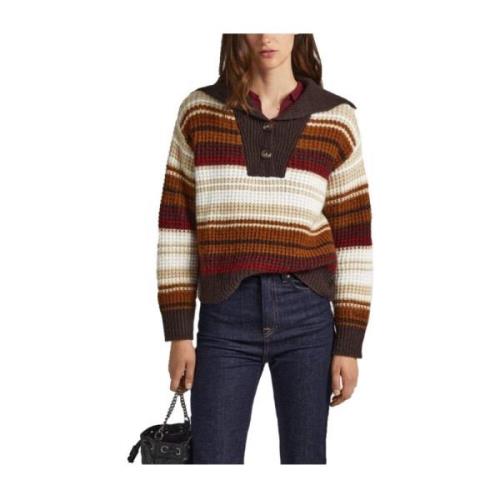 Gestreepte Polo Hals Acryl Trui Pepe Jeans , Multicolor , Dames