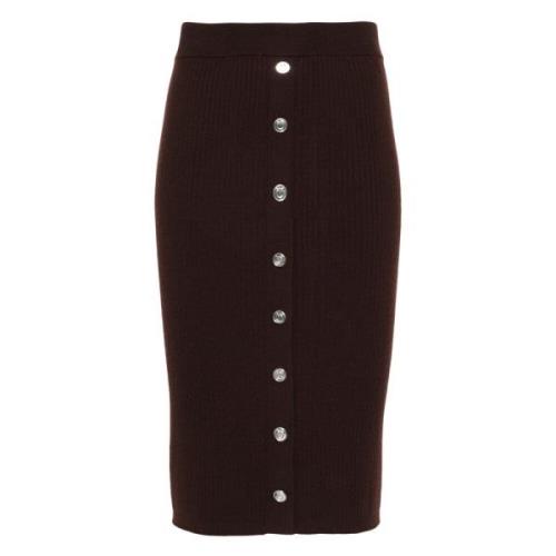 Bruine Geribbelde Casual Mini Rok Pinko , Brown , Dames