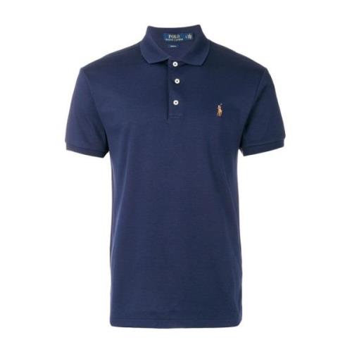 Blauwe Gebreide Korte Mouw Polo Shirt Polo Ralph Lauren , Blue , Heren