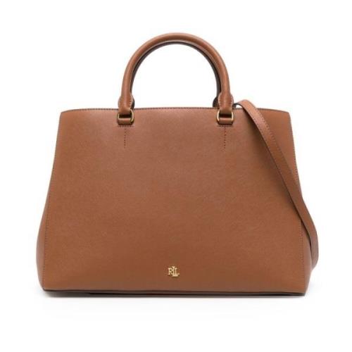 Hanna 37 grote satchel tas Ralph Lauren , Brown , Dames