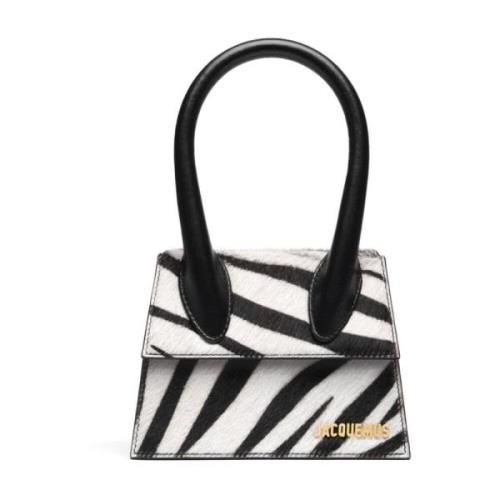 Zebra Print Leren Schoudertas Jacquemus , Black , Dames