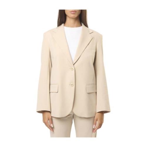 Beige Katoenen Jersey Blazer Max Mara Weekend , Beige , Dames