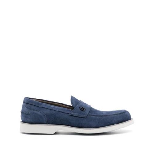 Blauwe Elegante Gesloten Loafers in Leer Baldinini , Blue , Heren