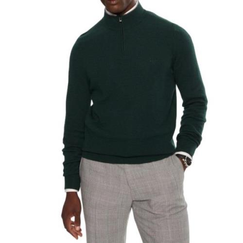 Groene Sweater met Halve Rits Hugo Boss , Green , Heren