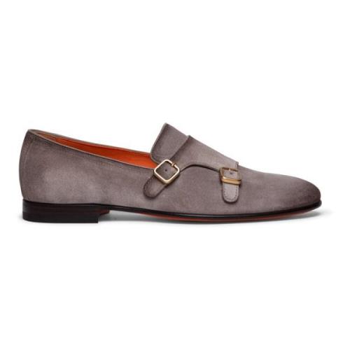 Heren suède dubbele monniksschoen Santoni , Brown , Heren