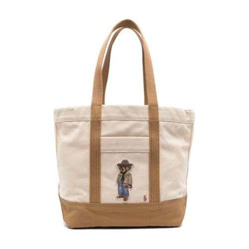 Casual Multicolor Katoenen Tote Tas Polo Ralph Lauren , Beige , Dames