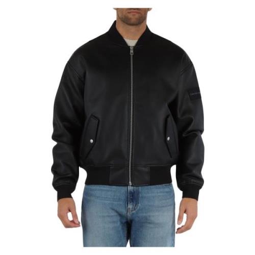 Bomberjack van imitatieleer met logopatch Calvin Klein Jeans , Black ,...