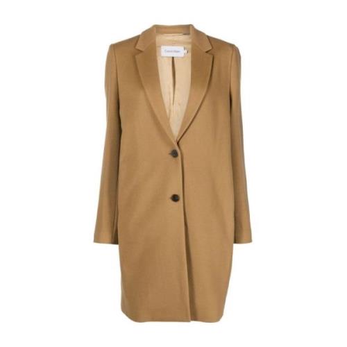 Beige Wollen Jas Lichtgewicht Stijlvol Calvin Klein , Beige , Dames