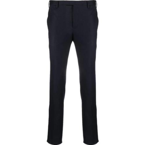 Blauwe Wol Slim Fit Broek PT Torino , Blue , Heren