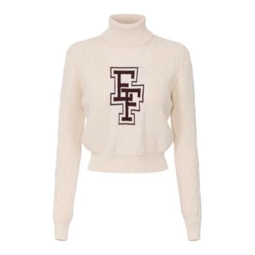 Stijlvolle Gebreide Top voor Vrouwen Elisabetta Franchi , Beige , Dame...