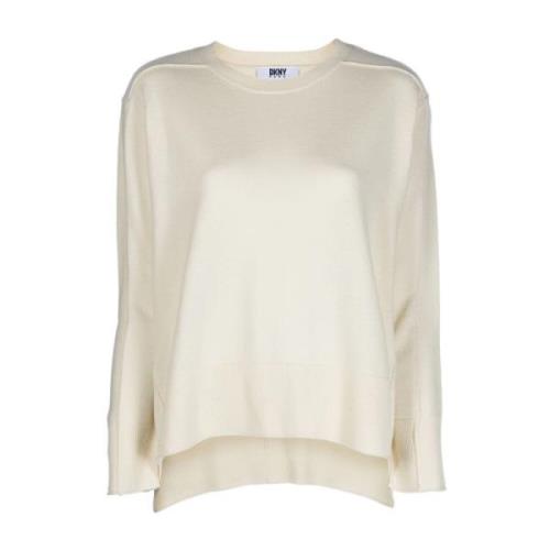 Casual Beige Wol Crew Neck Sweater Dkny , Beige , Dames