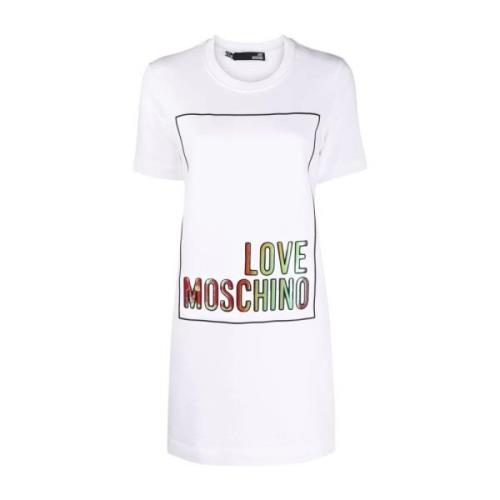 Casual Mini Jurk in Wit Katoen Love Moschino , White , Dames